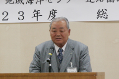 写真:挨拶をされる関東ブロック連絡協議会会長で茨城八千代町長の大久保 司 様