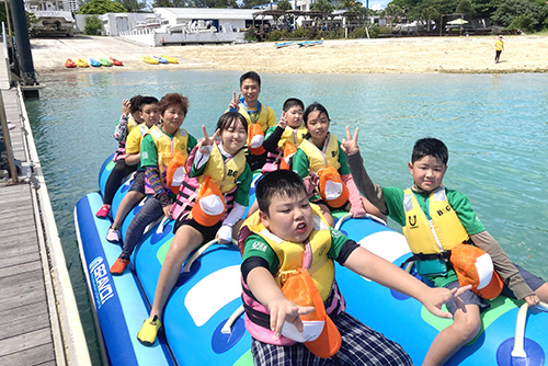 子どもたちが一番楽しみにしていたバナナボートに乗艇