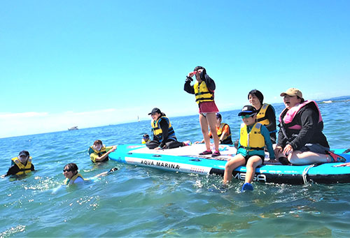 浮島から飛び込んだり、泳いだりしながら楽しみました