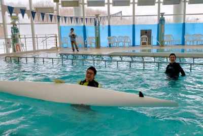 パラカヌー艇体験、やはり難しいようで