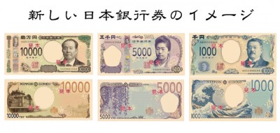 新しい日本銀行券のイメージ