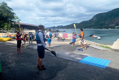 陸上でのパドリングレクチャー