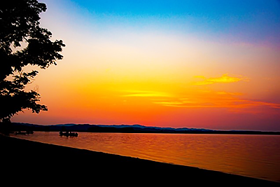 夕景の網走湖