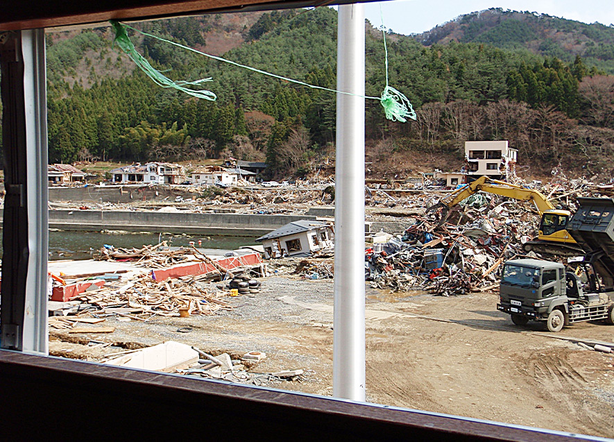 2F武道場から艇庫のあった地点を望む