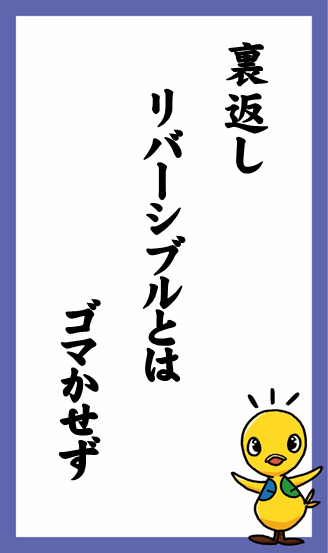 裏返し　リバーシブルとは　ゴマかせず