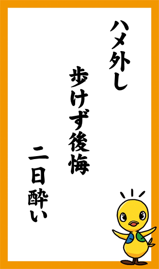 ハメ外し  歩けず後悔  二日酔い