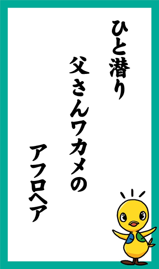 ひと潜り　父さんワカメの　アフロヘア