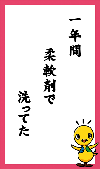 一年間　柔軟剤で　洗ってた